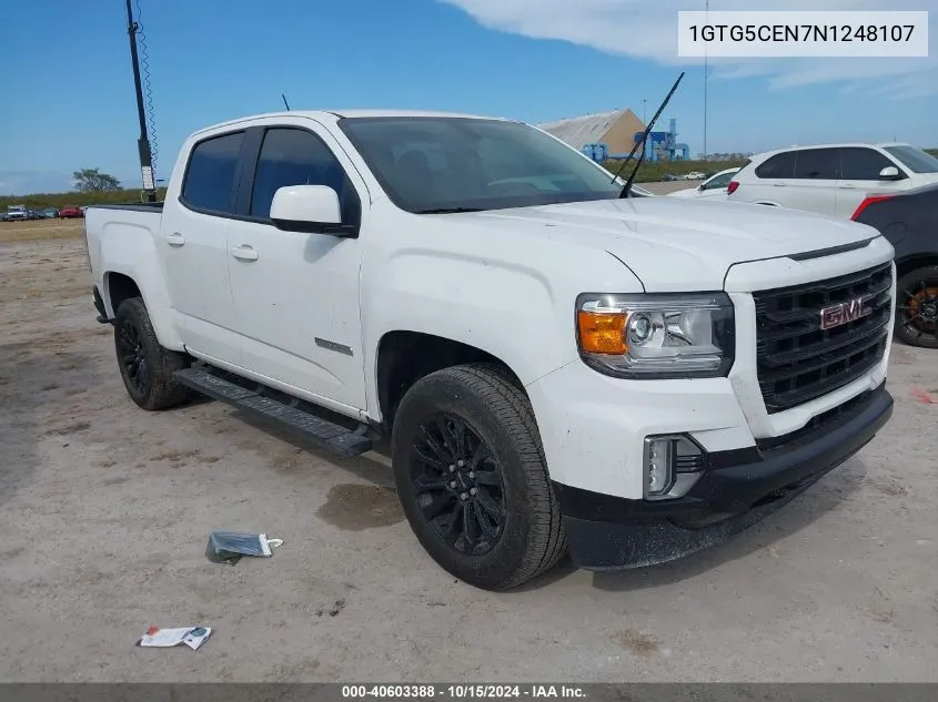 2022 GMC Canyon 2Wd Short Box Elevation VIN: 1GTG5CEN7N1248107 Lot: 40603388