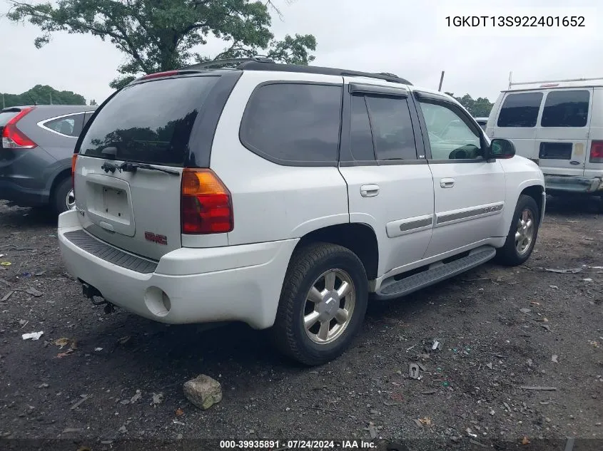 2002 GMC Envoy Slt VIN: 1GKDT13S922401652 Lot: 39935891