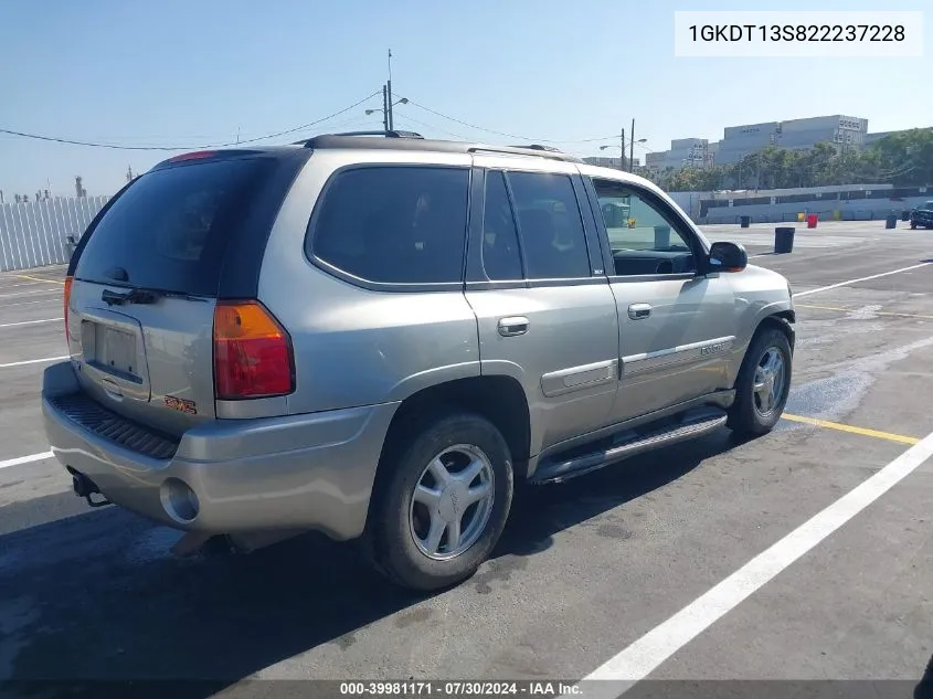 2002 GMC Envoy Slt VIN: 1GKDT13S822237228 Lot: 39981171