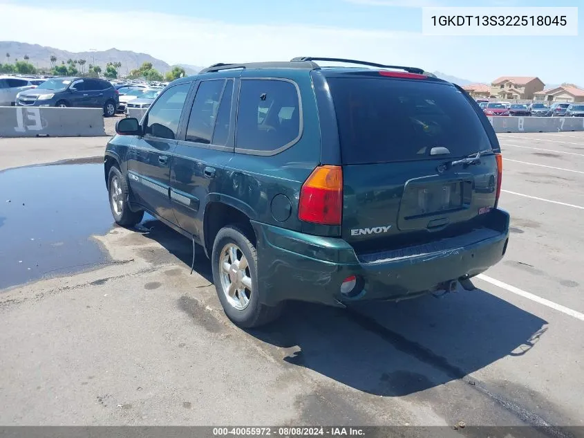 2002 GMC Envoy VIN: 1GKDT13S322518045 Lot: 40055972