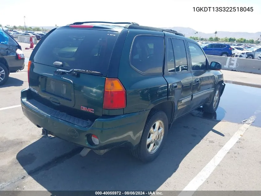 2002 GMC Envoy VIN: 1GKDT13S322518045 Lot: 40055972