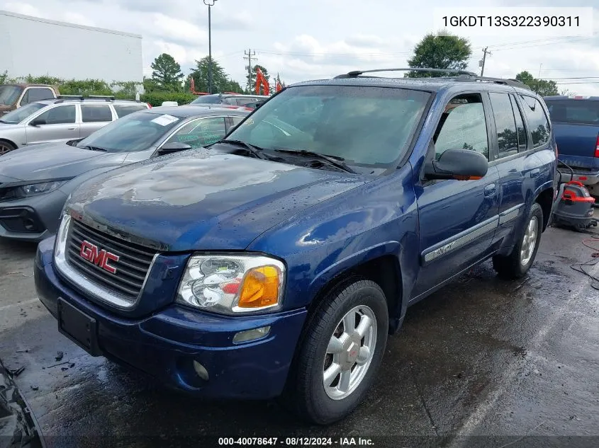 2002 GMC Envoy Slt VIN: 1GKDT13S322390311 Lot: 40078647