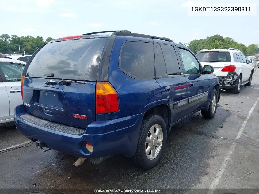 2002 GMC Envoy Slt VIN: 1GKDT13S322390311 Lot: 40078647