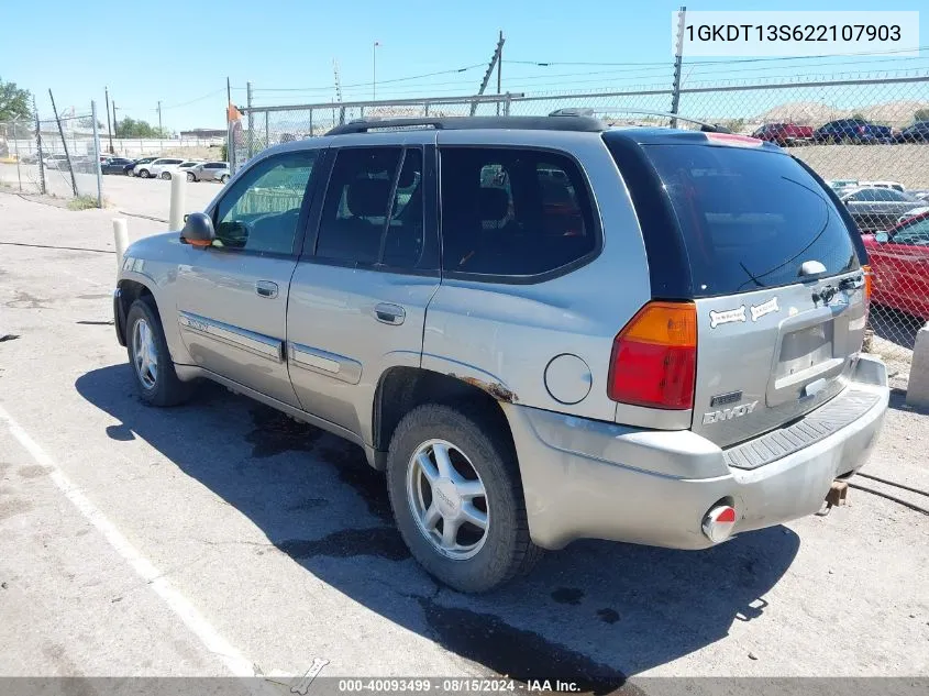 2002 GMC Envoy Slt VIN: 1GKDT13S622107903 Lot: 40093499