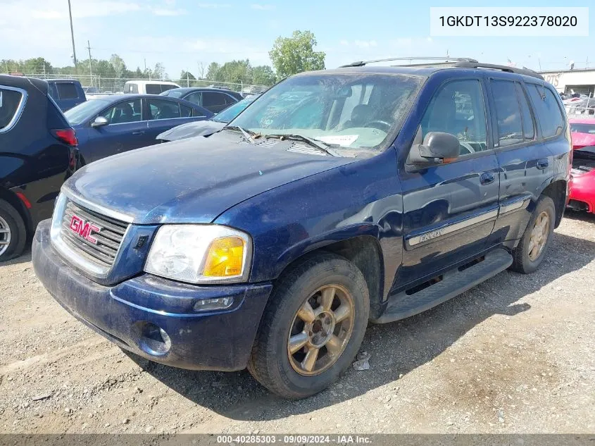 2002 GMC Envoy Slt VIN: 1GKDT13S922378020 Lot: 40285303