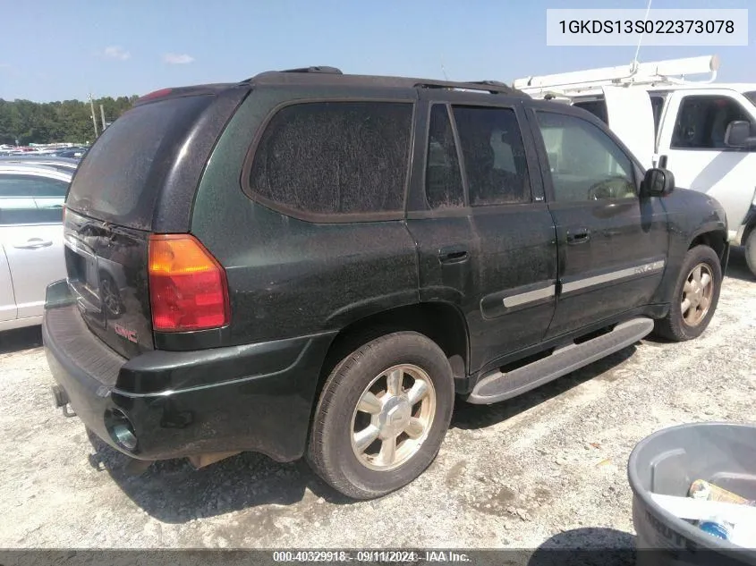 2002 GMC Envoy Slt VIN: 1GKDS13S022373078 Lot: 40329918