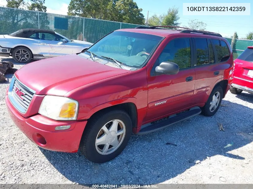 2002 GMC Envoy Sle VIN: 1GKDT13S822142359 Lot: 40482041