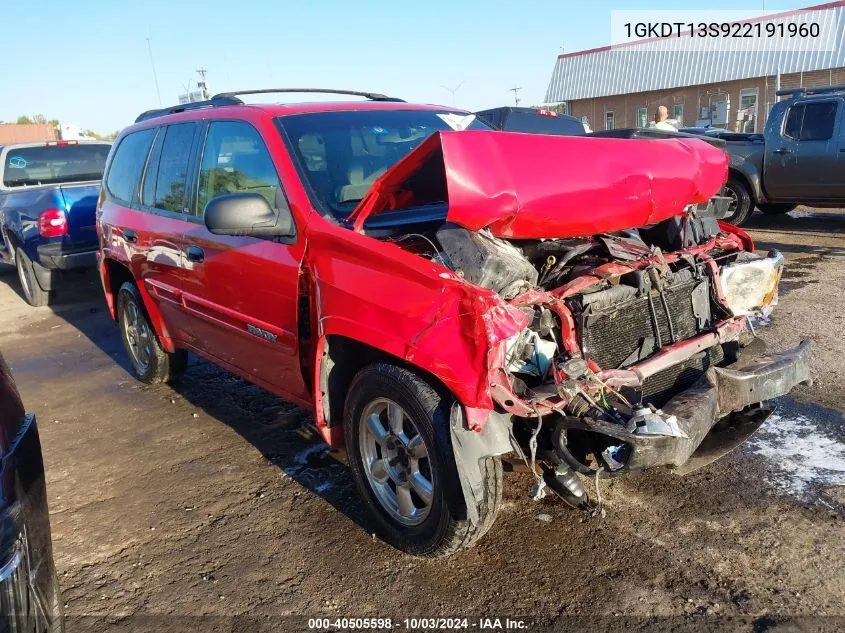 2002 GMC Envoy Sle VIN: 1GKDT13S922191960 Lot: 40505598