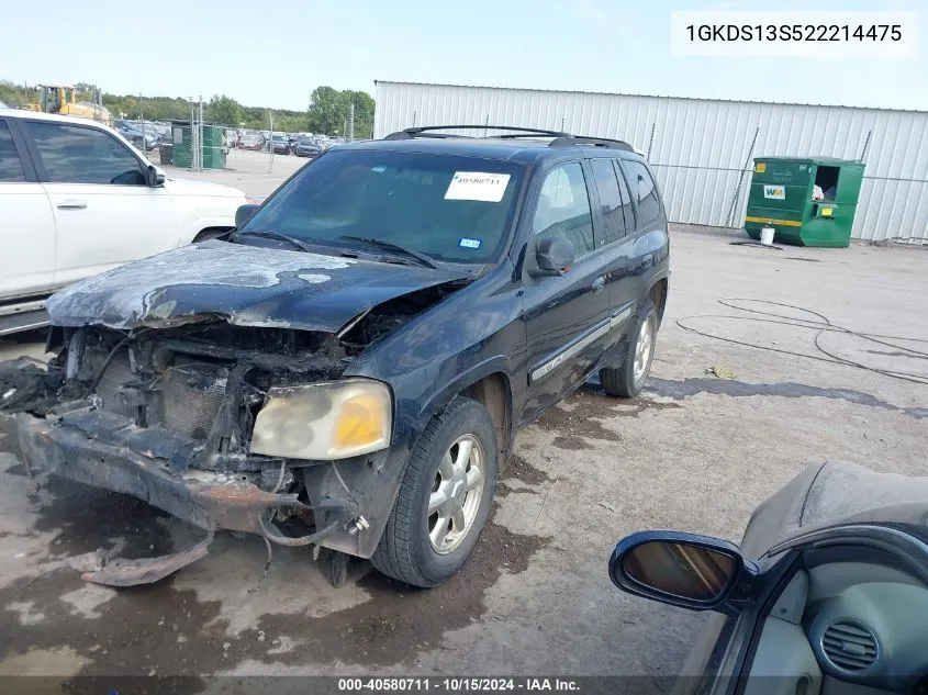 2002 GMC Envoy Slt VIN: 1GKDS13S522214475 Lot: 40580711