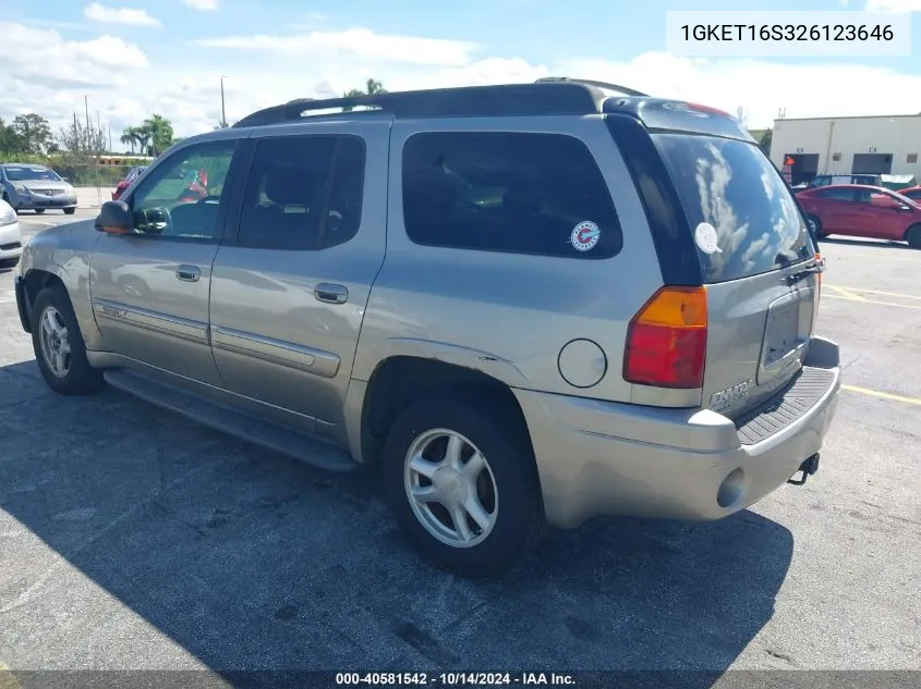 2002 GMC Envoy Xl Sle/Slt VIN: 1GKET16S326123646 Lot: 40581542