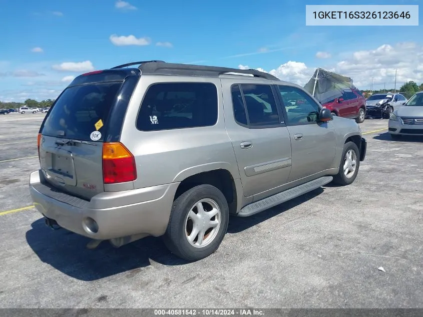 2002 GMC Envoy Xl Sle/Slt VIN: 1GKET16S326123646 Lot: 40581542