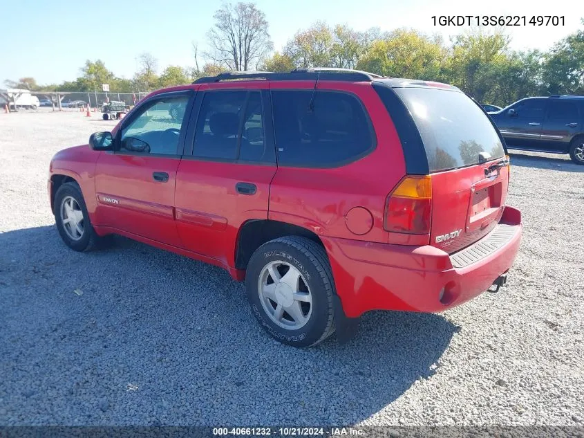 2002 GMC Envoy Sle VIN: 1GKDT13S622149701 Lot: 40661232