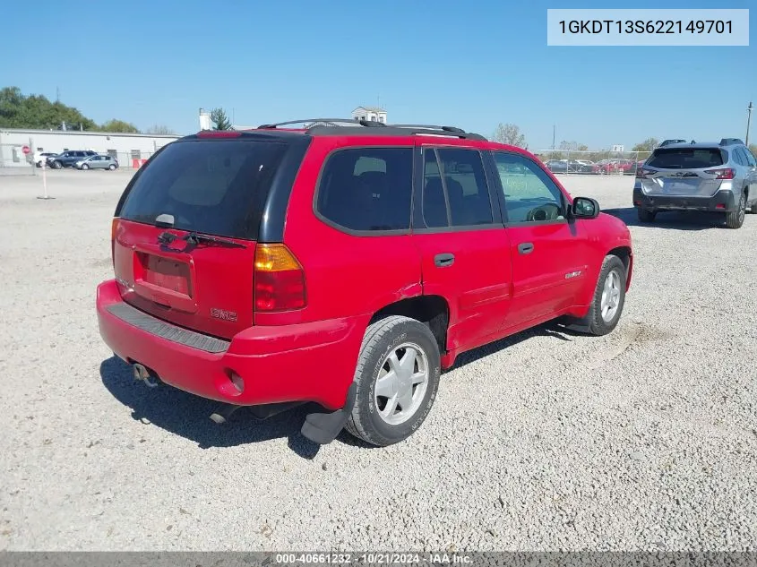 2002 GMC Envoy Sle VIN: 1GKDT13S622149701 Lot: 40661232