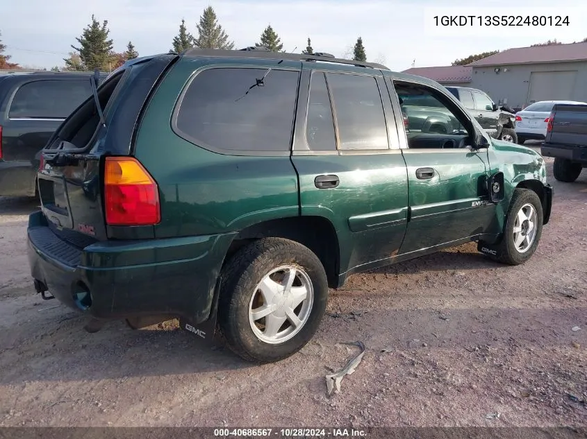 2002 GMC Envoy VIN: 1GKDT13S522480124 Lot: 40686567