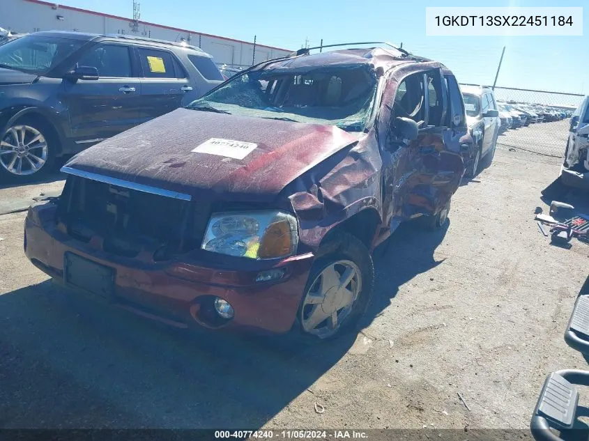 2002 GMC Envoy Sle VIN: 1GKDT13SX22451184 Lot: 40774240