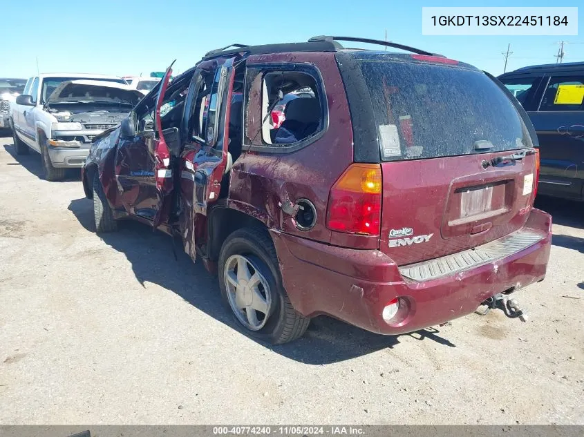 2002 GMC Envoy Sle VIN: 1GKDT13SX22451184 Lot: 40774240