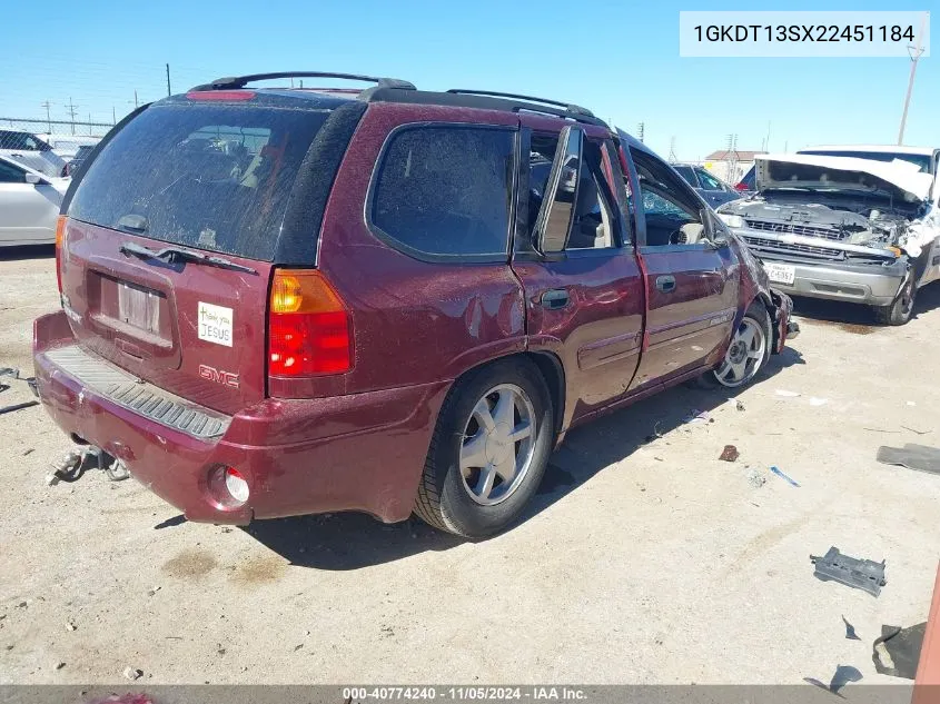 2002 GMC Envoy Sle VIN: 1GKDT13SX22451184 Lot: 40774240