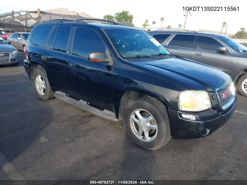 2002 GMC Envoy Slt VIN: 1GKDT13S022115561 Lot: 40792727