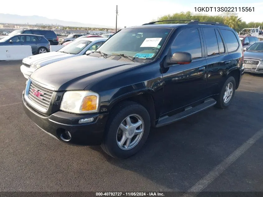 2002 GMC Envoy Slt VIN: 1GKDT13S022115561 Lot: 40792727