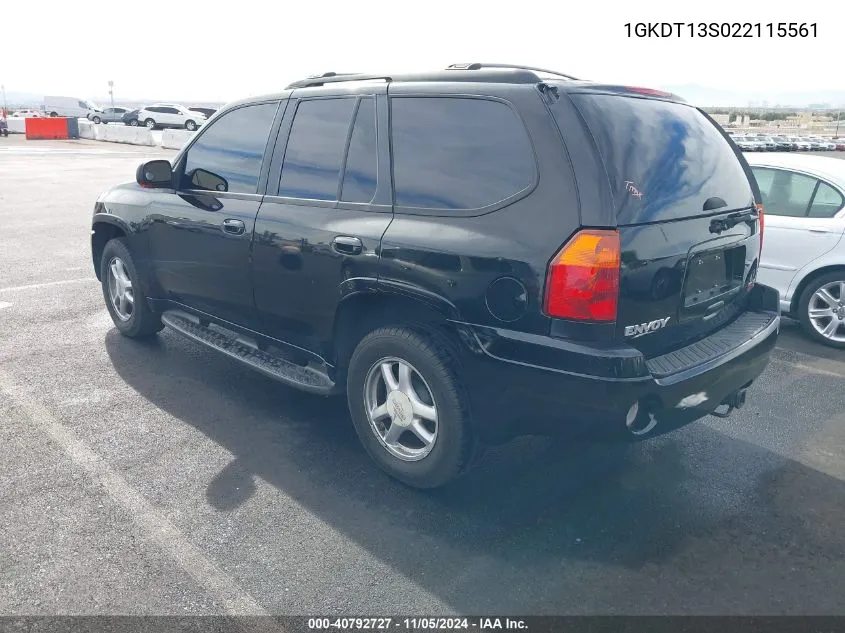 2002 GMC Envoy Slt VIN: 1GKDT13S022115561 Lot: 40792727