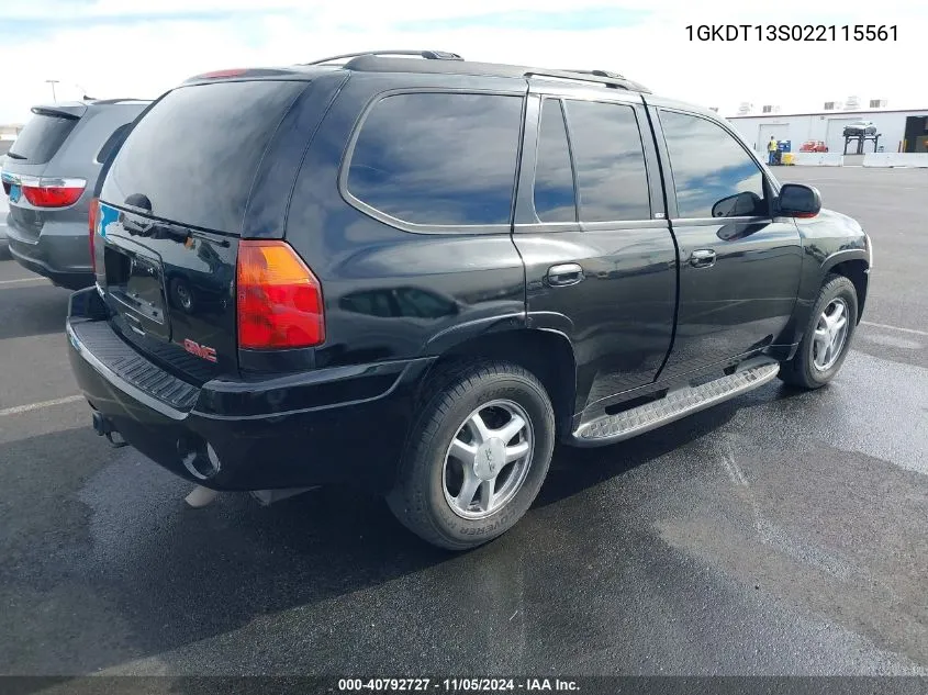 2002 GMC Envoy Slt VIN: 1GKDT13S022115561 Lot: 40792727