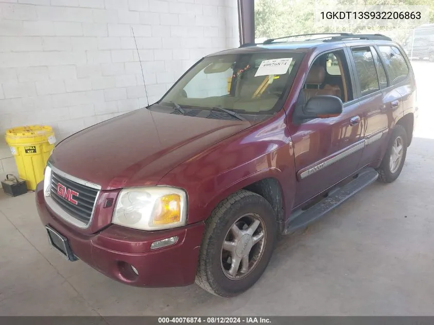 2003 GMC Envoy Slt VIN: 1GKDT13S932206863 Lot: 40076874