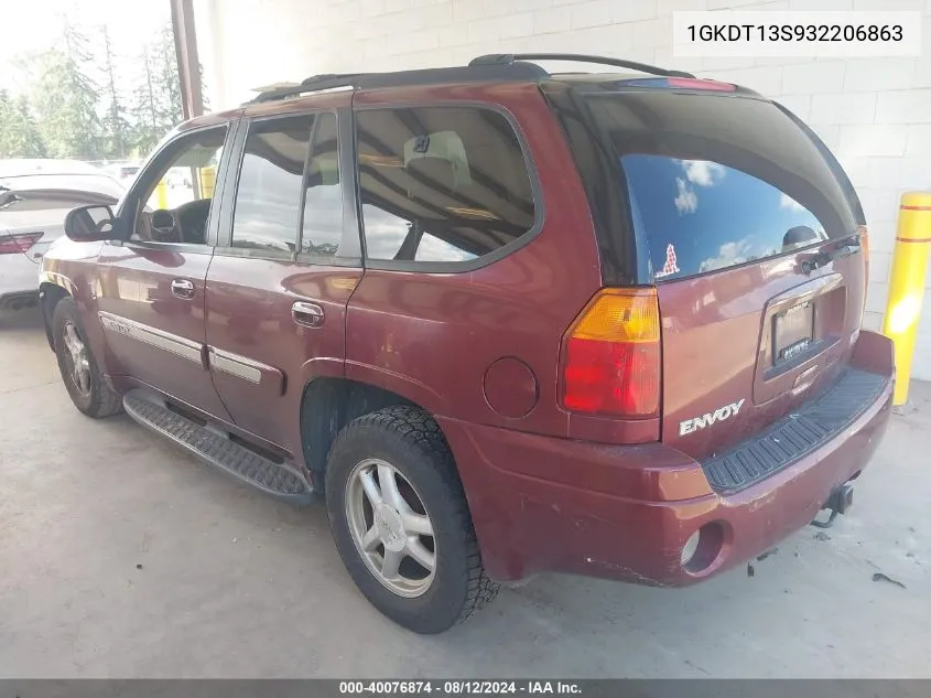 2003 GMC Envoy Slt VIN: 1GKDT13S932206863 Lot: 40076874