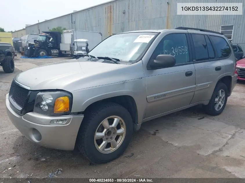 2003 GMC Envoy Sle VIN: 1GKDS13S432274152 Lot: 40234553