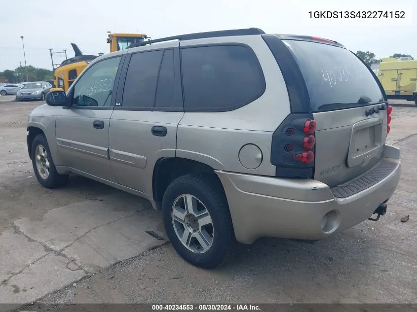 2003 GMC Envoy Sle VIN: 1GKDS13S432274152 Lot: 40234553