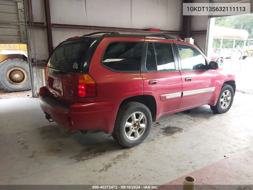 2003 GMC Envoy Slt VIN: 1GKDT13S632111113 Lot: 40272472