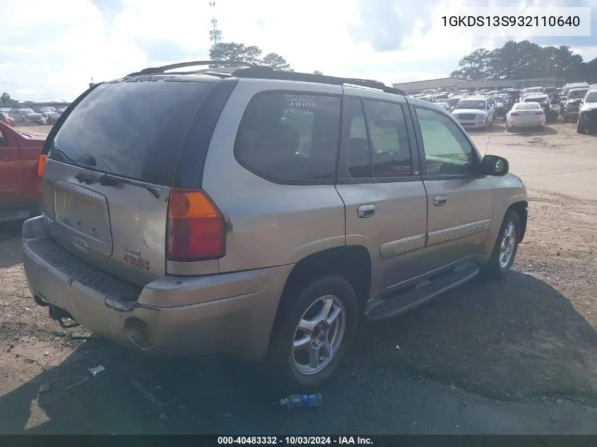 2003 GMC Envoy Slt VIN: 1GKDS13S932110640 Lot: 40483332