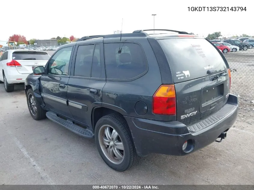 2003 GMC Envoy Slt VIN: 1GKDT13S732143794 Lot: 40672070