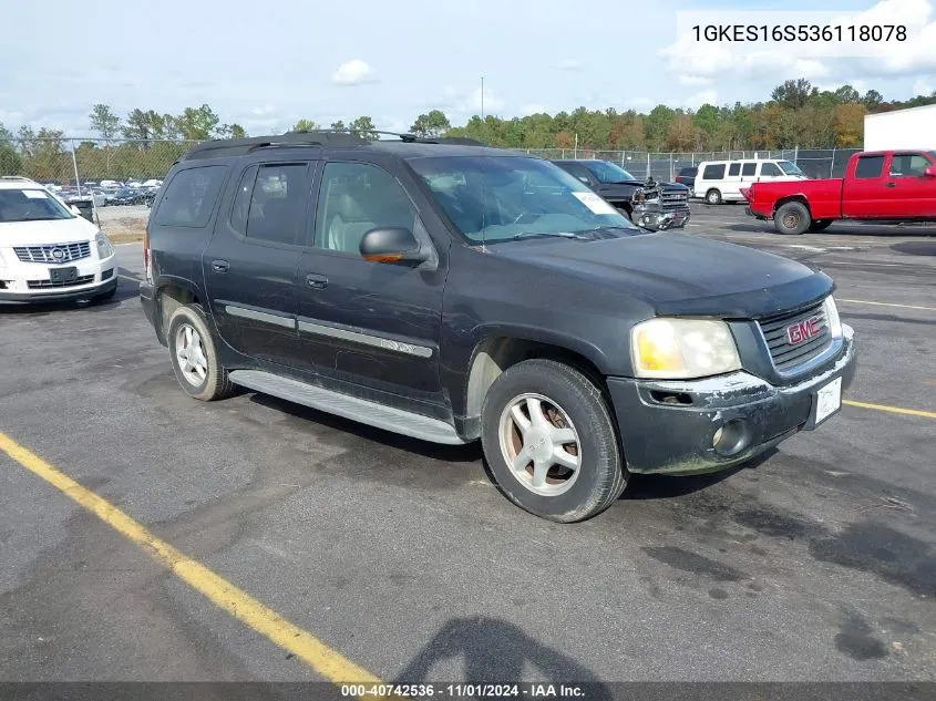 2003 GMC Envoy Xl Slt VIN: 1GKES16S536118078 Lot: 40742536