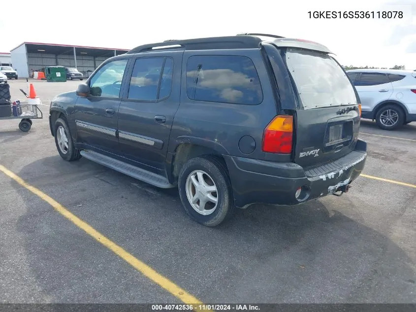 2003 GMC Envoy Xl Slt VIN: 1GKES16S536118078 Lot: 40742536