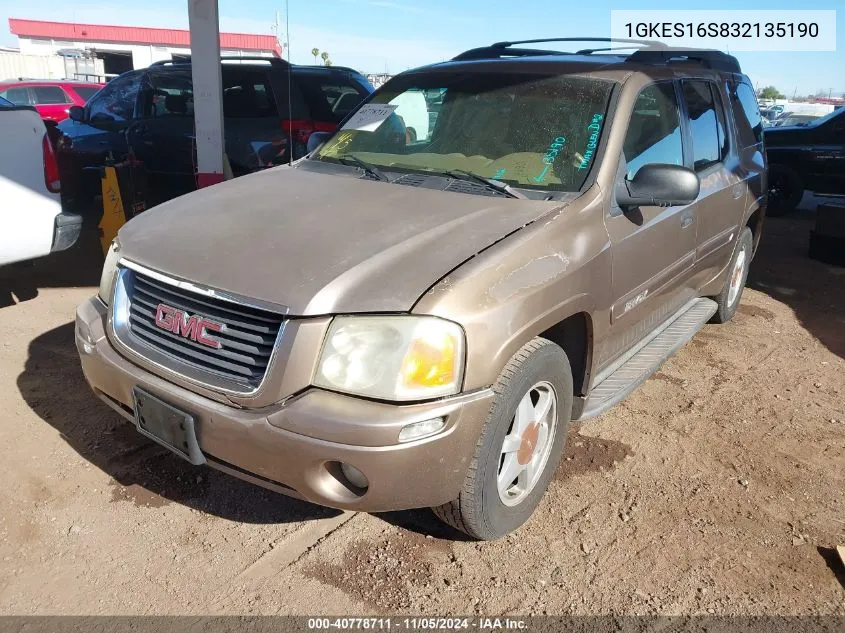 2003 GMC Envoy Xl Sle VIN: 1GKES16S832135190 Lot: 40778711