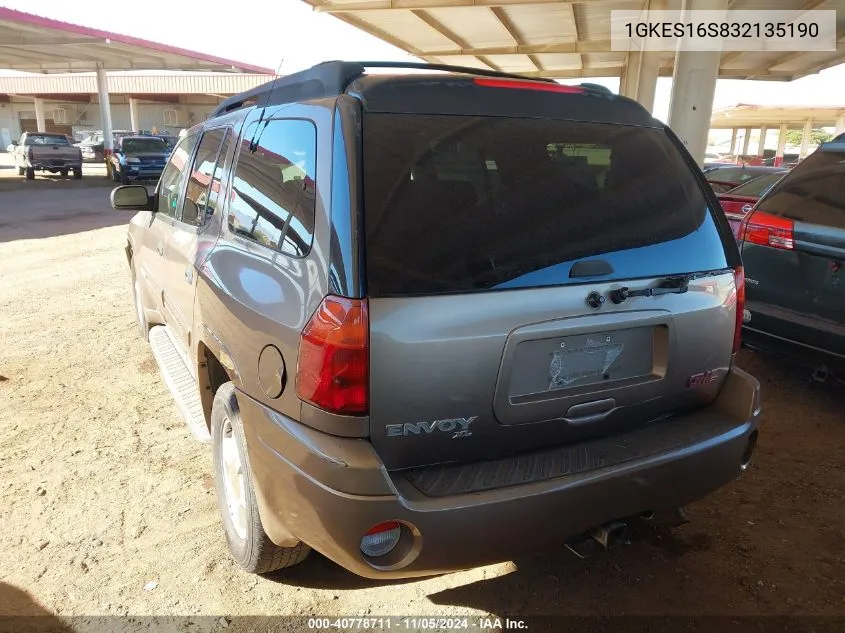 2003 GMC Envoy Xl Sle VIN: 1GKES16S832135190 Lot: 40778711