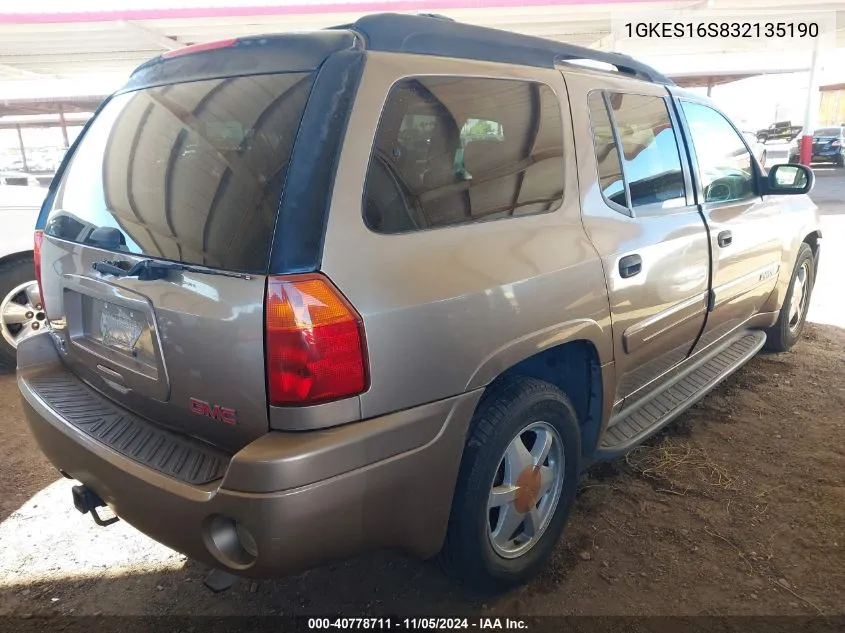 2003 GMC Envoy Xl Sle VIN: 1GKES16S832135190 Lot: 40778711