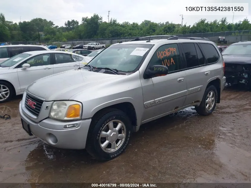 2004 GMC Envoy Slt VIN: 1GKDT13S542381550 Lot: 40016799