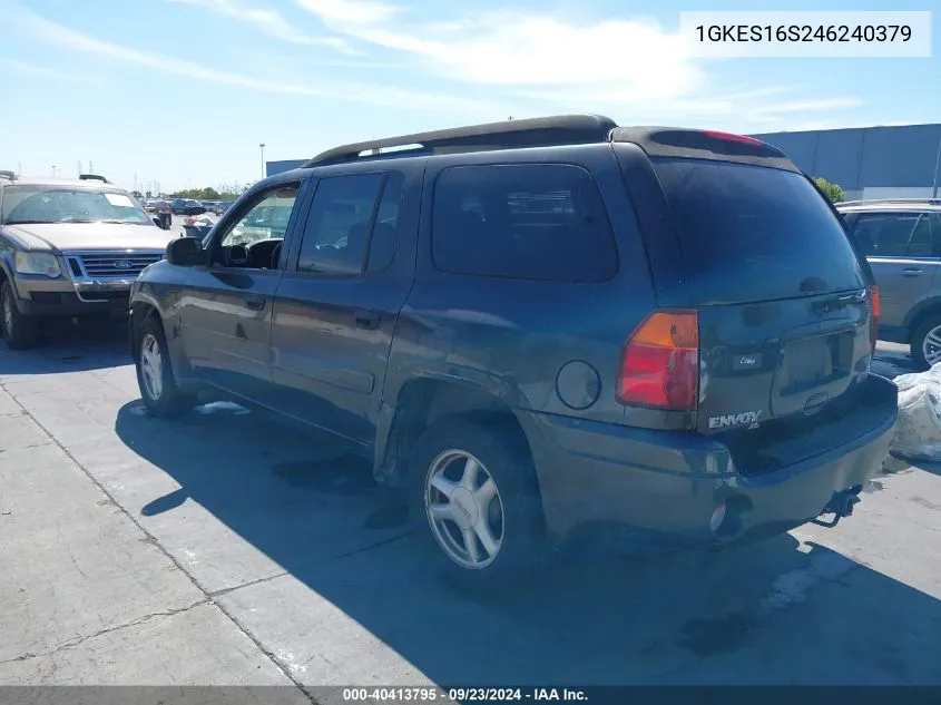 2004 GMC Envoy Xl Sle VIN: 1GKES16S246240379 Lot: 40413795