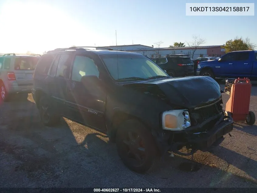 2004 GMC Envoy Sle VIN: 1GKDT13S042158817 Lot: 40602627