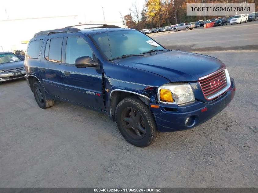 2004 GMC Envoy Xl Sle VIN: 1GKET16S046178848 Lot: 40792346