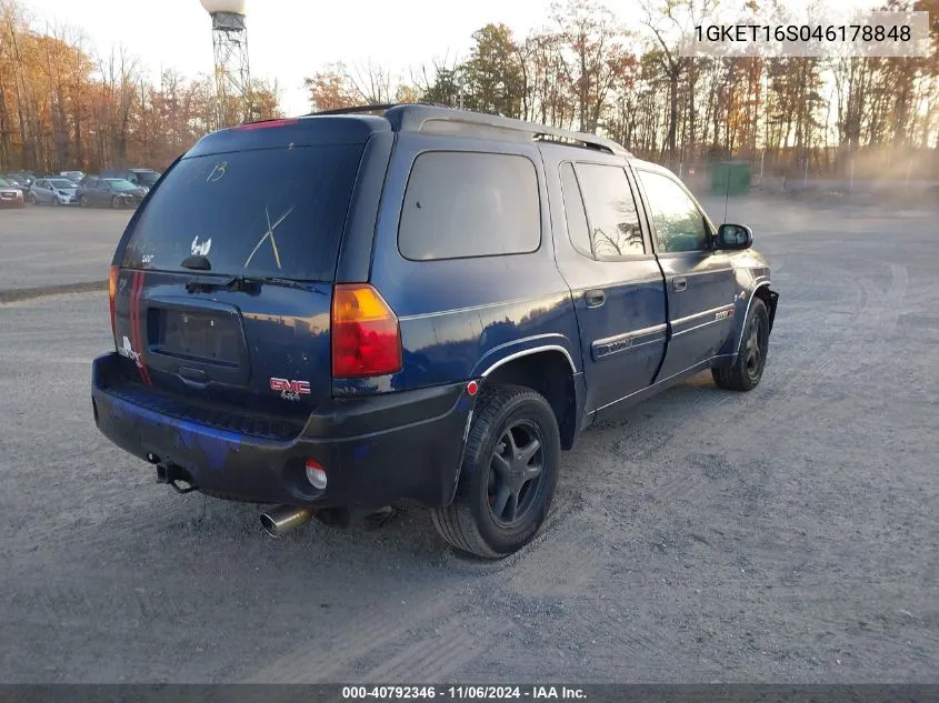 2004 GMC Envoy Xl Sle VIN: 1GKET16S046178848 Lot: 40792346