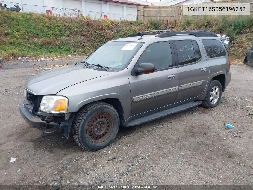 2005 GMC Envoy Xl Slt VIN: 1GKET16S056196252 Lot: 40735637