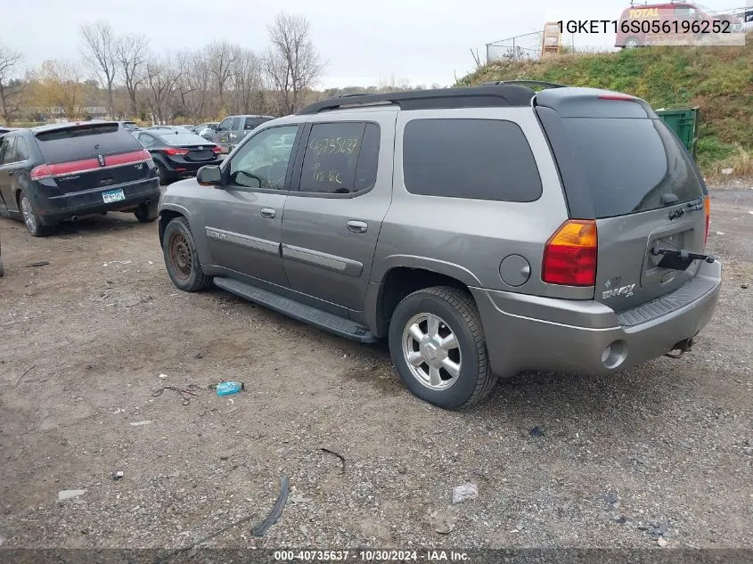 2005 GMC Envoy Xl Slt VIN: 1GKET16S056196252 Lot: 40735637