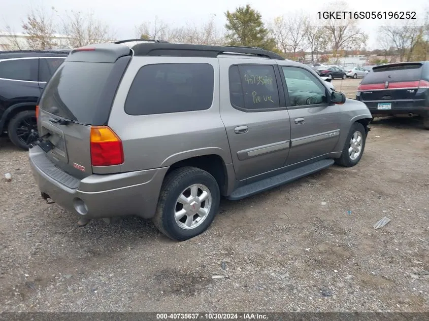 2005 GMC Envoy Xl Slt VIN: 1GKET16S056196252 Lot: 40735637