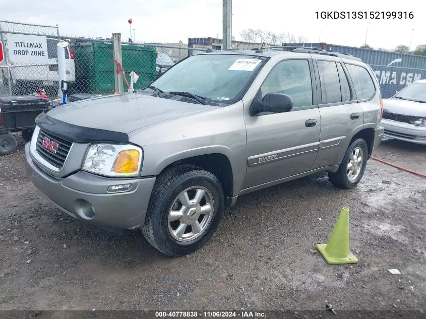 2005 GMC Envoy Sle VIN: 1GKDS13S152199316 Lot: 40778838