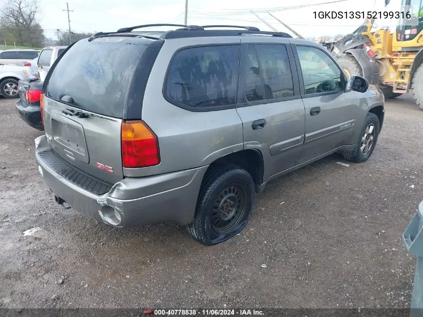 2005 GMC Envoy Sle VIN: 1GKDS13S152199316 Lot: 40778838