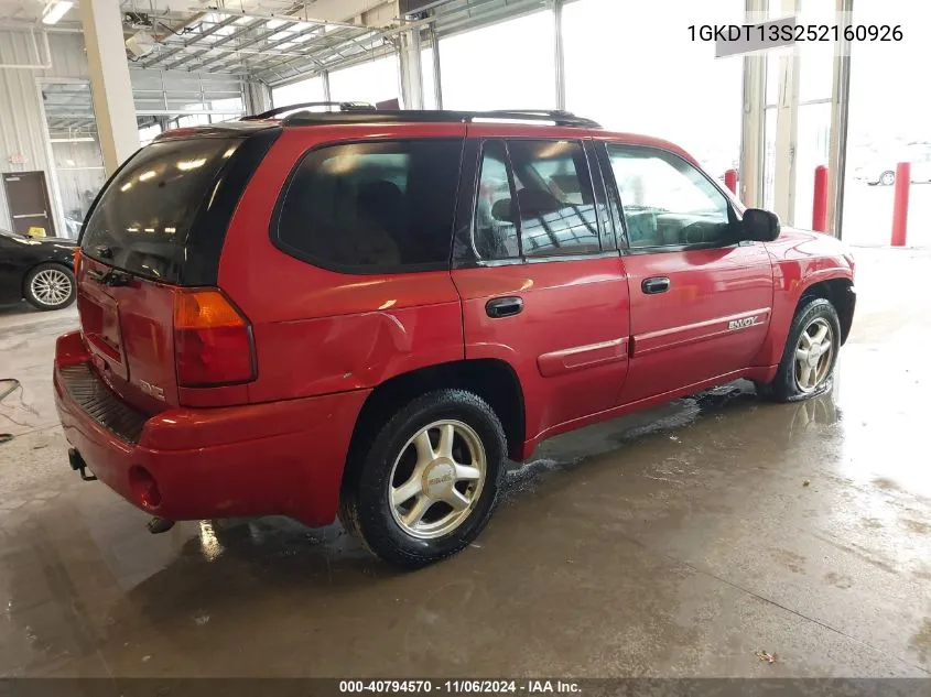 2005 GMC Envoy Sle VIN: 1GKDT13S252160926 Lot: 40794570