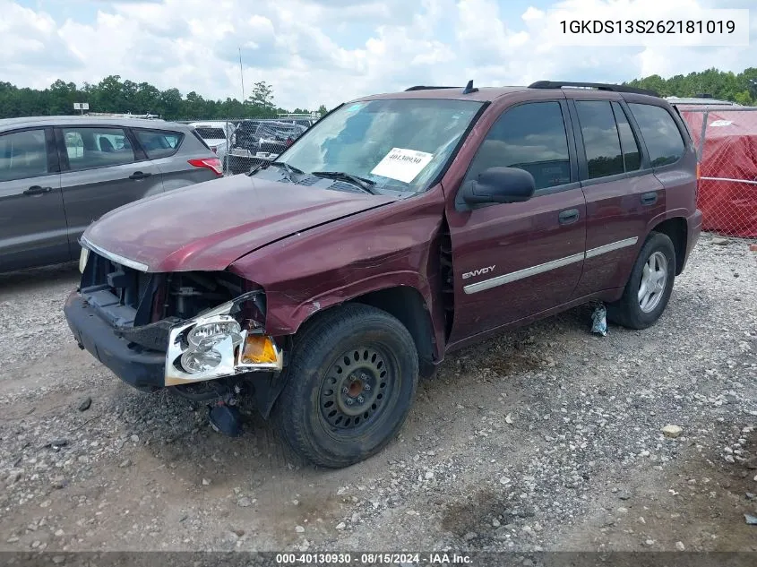 2006 GMC Envoy Sle VIN: 1GKDS13S262181019 Lot: 40130930