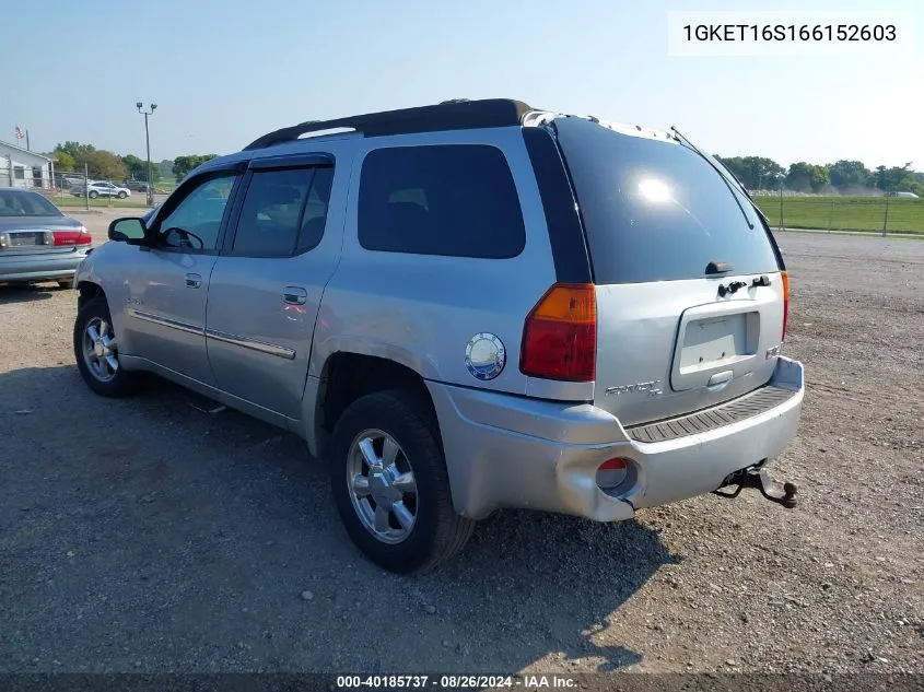 2006 GMC Envoy Xl Slt VIN: 1GKET16S166152603 Lot: 40185737